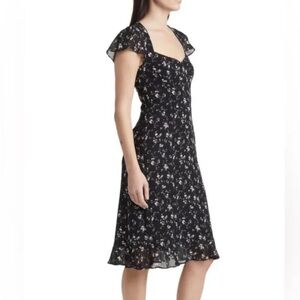 NWT Reformation Rosi Black Floral Dress Sz 6